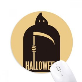 Dıythinker Cadılar Bayramı Siyah Azrail Baskılı Yuvarlak Kaymaz Kauçuk Mouse Pad