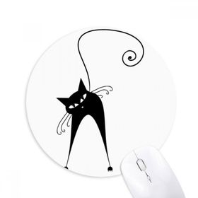 Dıythinker Cadılar Bayramı Siyah Kedi Sevgili Hayvan Sanat Silüeti Baskılı Yuvarlak Kaymaz Kauçuk Mouse Pad