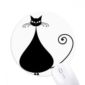 Dıythinker Cadılar Bayramı Siyah Kedi Sevgili Hayvan Sanat Silüeti Baskılı Yuvarlak Kaymaz Kauçuk Mouse Pad