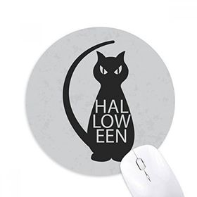 Dıythinker Cadılar Bayramı Siyah Kişilik Kedi Baskılı Yuvarlak Kaymaz Kauçuk Mouse Pad