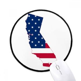 Dıythinker California ABD Haritası Yıldız Çizgili Bayrak Şekli Yuvarlak Kaymaz Mouse Pad
