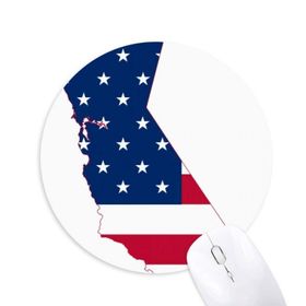 Dıythinker California ABD Haritası Yıldızlar Çizgili Bayrak Şekilli Baskılı Yuvarlak Kaymaz Kauçuk Mouse Pad