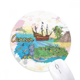 Dıythinker Cancun Meksika Adası Maya Tapınağı Baskılı Yuvarlak Kaymaz Kauçuk Mouse Pad