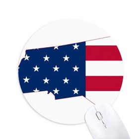 Dıythinker Carolina ABD Kuzey Haritası Yıldızlar Çizgili Bayrak Şekilli Baskılı Yuvarlak Kaymaz Kauçuk Mouse Pad