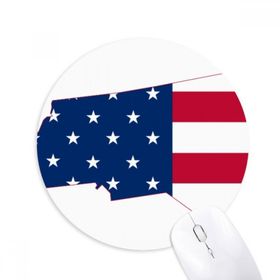 Dıythinker Carolina ABD Kuzey Haritası Yıldızlar Çizgili Bayrak Şekilli Baskılı Yuvarlak Kaymaz Kauçuk Mouse Pad