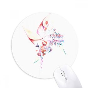 Dıythinker Carousel Yel Değirmeni Lolipop Suluboya Boyama Baskılı Yuvarlak Kaymaz Kauçuk Mouse Pad