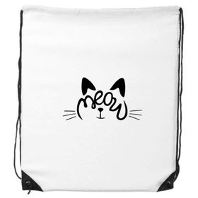 Dıythinker Cat Meow Alıntı DIY Tasarım İpli Sırt Çantası