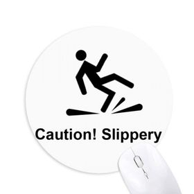 Dıythinker Caution Slippery Siyah Sembol Baskılı Yuvarlak Kaymaz Kauçuk Mouse Pad