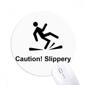 Dıythinker Caution Slippery Siyah Sembol Baskılı Yuvarlak Kaymaz Kauçuk Mouse Pad