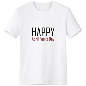 DIYthinker Celebrate Beyaz April Fool's Day Blessing Festival Tatil Gala Kutlama Kelimeleri Bisiklet Yaka Tişört