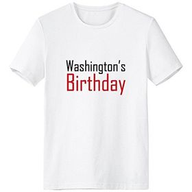 DIYthinker Celebrate Beyaz Washington's Birthday Blessing Festival Tatil Gala Kutlama Kelimeleri Bisiklet Yaka Tişört