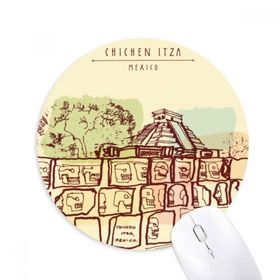 Dıythinker Chichen Itza Meksika Antik Medeniyet Çizim Baskılı Yuvarlak Kaymaz Kauçuk Mouse Pad