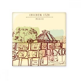 Dıythinker Chichen Itza Meksika Antik Medeniyet Çizimi Seramik Biske Fayans 20x20 cm Seramik Karo