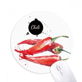Dıythinker Chili Sebze Lezzetli Sağlıklı Suluboya Baskılı Yuvarlak Kaymaz Kauçuk Mouse Pad