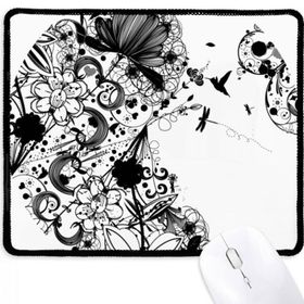 Dıythinker Çiçek Bitkiler Siyah Beyaz Sanat Tahıl Siluet Kaymaz Mouse Pad