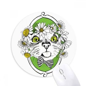 Dıythinker Çiçek Fiyonklu Kedi Kafası Koruyucu Hayvan Hayvan Sevgili Yuvarlak Kaymaz Kauçuk Mouse Pad