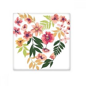 Dıythinker Çiçekler Yapraklar Çizim Suluboya Kalp Dilek 15x15 cm Seramik Karo