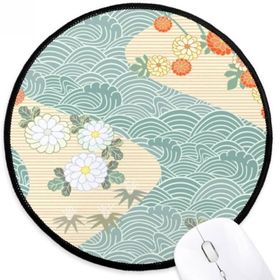 Dıythinker Çiçekler Yaprakları Dalgalar Desen Japonya Yuvarlak Kaymaz Mouse Pad