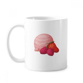 Dıythinker Çilek Üzüm Pembe Dondurma Topu Klasik Kupa Beyaz Çömlek Seramik Kupa