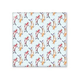 Dıythinker Çin Balık Desenli Çift Geleneksel Seramik 10x10 cm Seramik Karo
