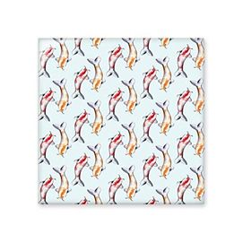 Dıythinker Çin Balık Desenli Çift Geleneksel Seramik 10x10 cm Seramik Karo