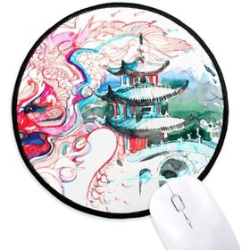 Dıythinker Çin Ejderha Köprüsü Çizim Yuvarlak Kaymaz Mouse Pad