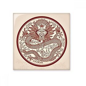 Dıythinker Çin Ejderhası Hayvan Daire Portre Seramik 10x10 cm Seramik Karo
