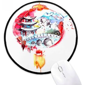 Dıythinker Çin Fener Köprüsü Çizim Yuvarlak Kaymaz Mouse Pad