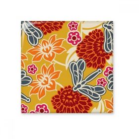 Dıythinker Çin Japon Stili Asya Çiçekleri Desenli 15x15 cm Seramik Karo