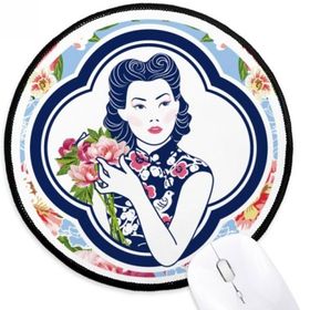 Dıythinker Çin Kültürü Çiçek Güzellik Yuvarlak Kaymaz Mouse Pad