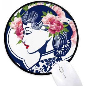 Dıythinker Çin Kültürü Pembe Güzellik Yuvarlak Kaymaz Mouse Pad