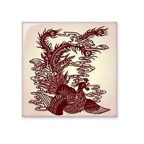 Dıythinker Çin Phoenix Kuş Hayvan Portre 20x20 cm Seramik Karo