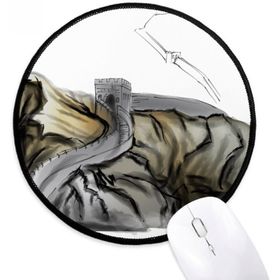 Dıythinker Çin Seddi Desen Yuvarlak Kaymaz Mouse Pad