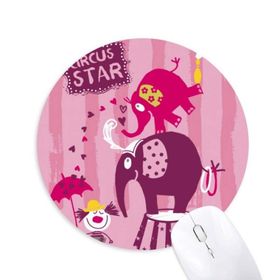 Dıythinker Circus Star Palyaço Fil Pembe Baskılı Yuvarlak Kaymaz Kauçuk Mouse Pad
