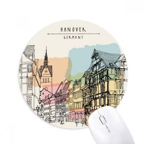 Dıythinker City Germany Hannover Manzara Baskılı Yuvarlak Kaymaz Kauçuk Mouse Pad