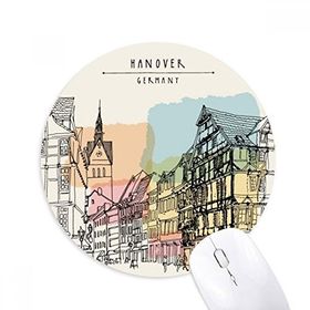 Dıythinker City Germany Hannover Manzara Baskılı Yuvarlak Kaymaz Kauçuk Mouse Pad