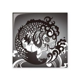 Dıythinker Çizgi Çizim Balık Dalga Desenli Seramik Biske Fayans 20x20 cm Seramik Karo