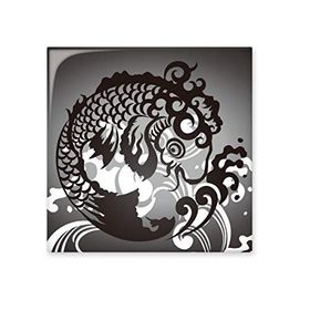 Dıythinker Çizgi Çizim Balık Dalga Desenli Seramik Biske Fayans 20x20 cm Seramik Karo