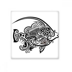 Dıythinker Çizgi Çizim Balık Desenli Seramik Biske Fayans 20x20 cm Seramik Karo