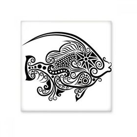 Dıythinker Çizgi Çizim Balık Desenli Seramik Biske Fayans 20x20 cm Seramik Karo