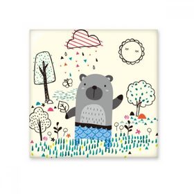 Dıythinker Çizgi Film Gergedan Hayvan Mavi Silüet 15x15 cm Seramik Karo
