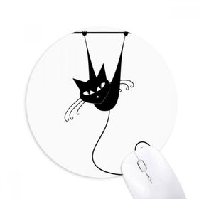 Dıythinker Climb Rail Siyah Kedi Cadılar Bayramı Hayvan Baskılı Yuvarlak Kaymaz Kauçuk Mouse Pad