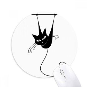 Dıythinker Climb Rail Siyah Kedi Cadılar Bayramı Hayvan Baskılı Yuvarlak Kaymaz Kauçuk Mouse Pad