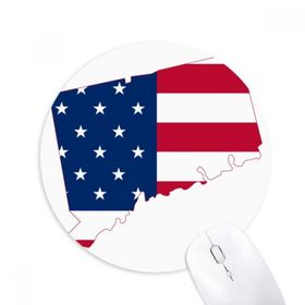 Dıythinker Connectic USA Map Stars tripes Flag Shape Baskılı Yuvarlak Kaymaz Kauçuk Mouse Pad