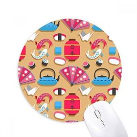 Dıythinker Crane Repeat Japon Desenli Baskılı Yuvarlak Kaymaz Kauçuk Mouse Pad