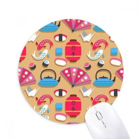 Dıythinker Crane Repeat Japon Desenli Baskılı Yuvarlak Kaymaz Kauçuk Mouse Pad