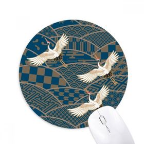 Dıythinker Cranes Akçaağaç Yaprakları Geometri Baskılı Yuvarlak Kaymaz Kauçuk Mouse Pad
