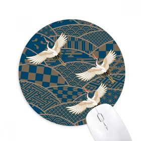 Dıythinker Cranes Akçaağaç Yaprakları Geometri Baskılı Yuvarlak Kaymaz Kauçuk Mouse Pad