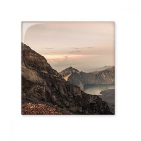 Dıythinker Dağ Çöl Güneş Sis Bulutlar Göl Seramik 10x10 cm Seramik Karo