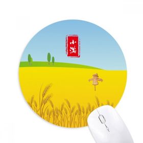 Dıythinker Dairesel Tahıl Tam Yirmi Dört Güneş Süreli Baskılı Yuvarlak Kaymaz Kauçuk Mouse Pad